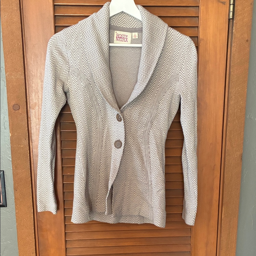 Anthropologie Gray Chevron Blazer